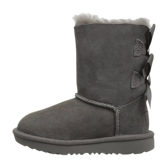 NEW UGG Sizes 10, 11 Kids' Bailey Bow II Water Resistant Shearling Boots - Grey - Picture 4 of 7